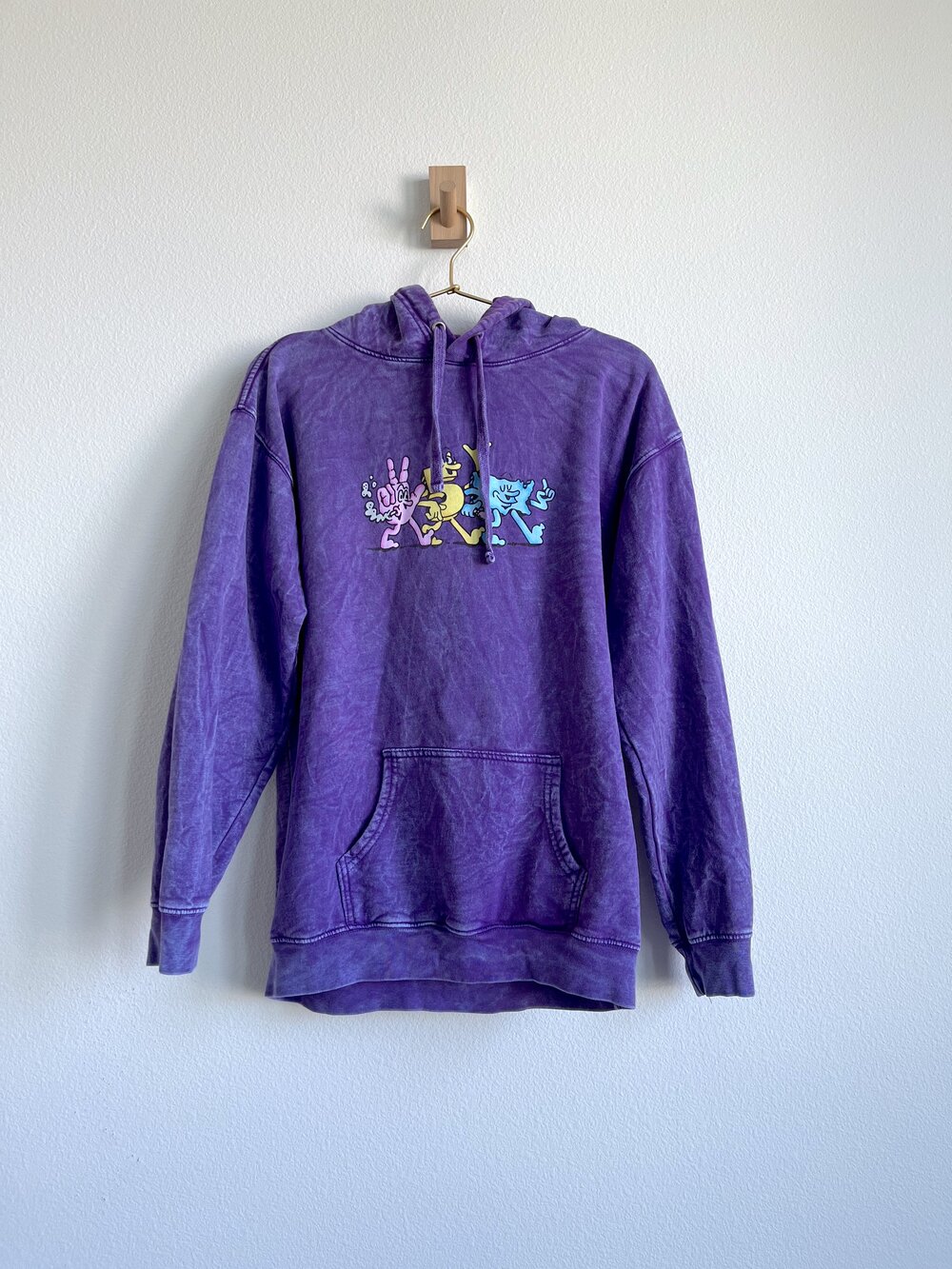 Channel 5 with Andrew Callaghan 90s Grunge Purple Acid Wash Cartoon Hoodie